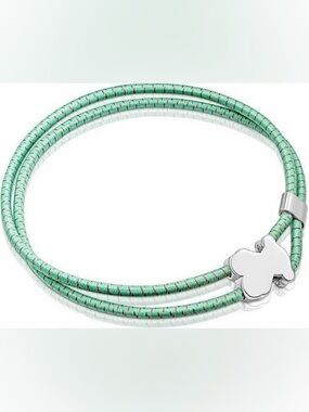 TOUS Green Double-Wrap Cord elastic Bracelet with Charm